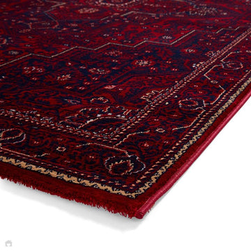 Dubai 62101 Traditional Persian Floral Medallion Border Soft High Density Smooth Touch Polyester Deep Red/Navy/Black/White Runner-Think Rugs-Rug Love - The Most Loved Rug Store